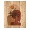 Designart - Abstract Tropical Palm Leaf & Pretty Girl Portrait - Modern Print on Natural Pine Wood
